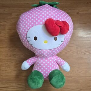 Sanrio Hello Kitty Plush 21-in Pink‎ Strawberry Fruit Polka Dot Large Kawaii